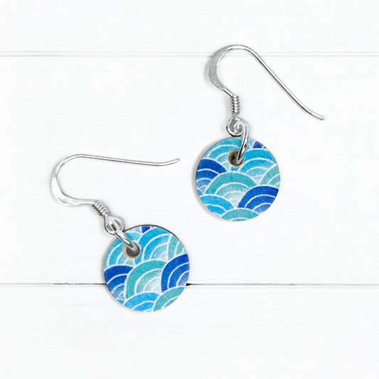 Wooden Earrings - Waves - Sterling Silver and Maple Wood