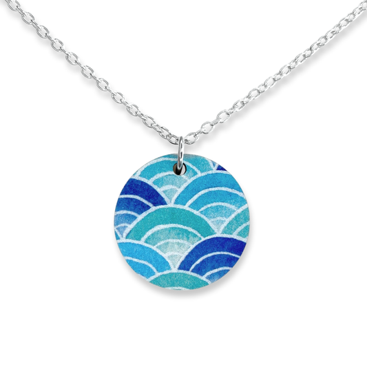 Wave Pattern - Wooden Necklace - Maple Wood Seaside Pendant