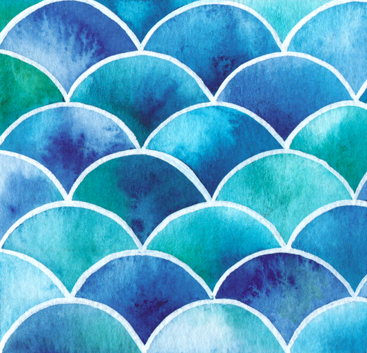 Original Watercolour Painting - Indigo Waves - Framed, Mounted and Signed