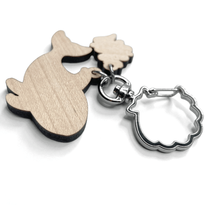 Wooden Keyring - Orca Whale with Water Spout - Maple Wood Key Chain with Shell Clasp - East Neuk Beach Crafts