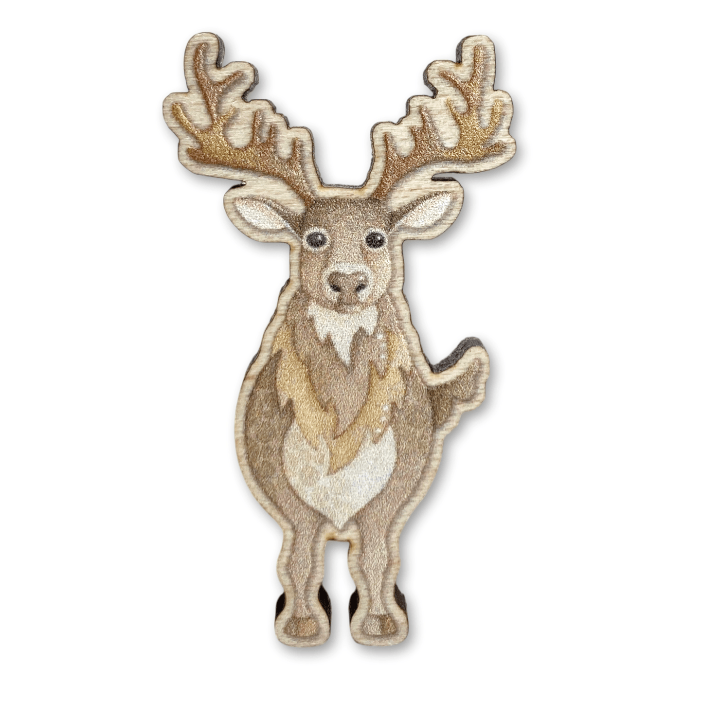 Wooden Pin Badge - Highland Stag - Maple Wood Brooch - East Neuk Beach Crafts