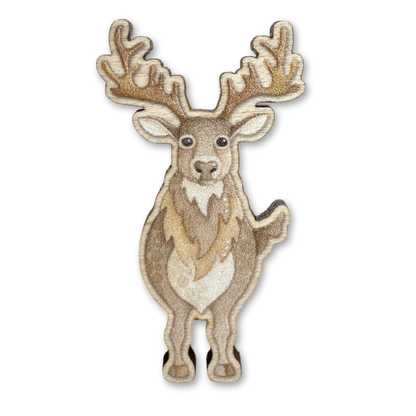Wooden Pin Badge - Highland Stag - Maple Wood Brooch - East Neuk Beach Crafts