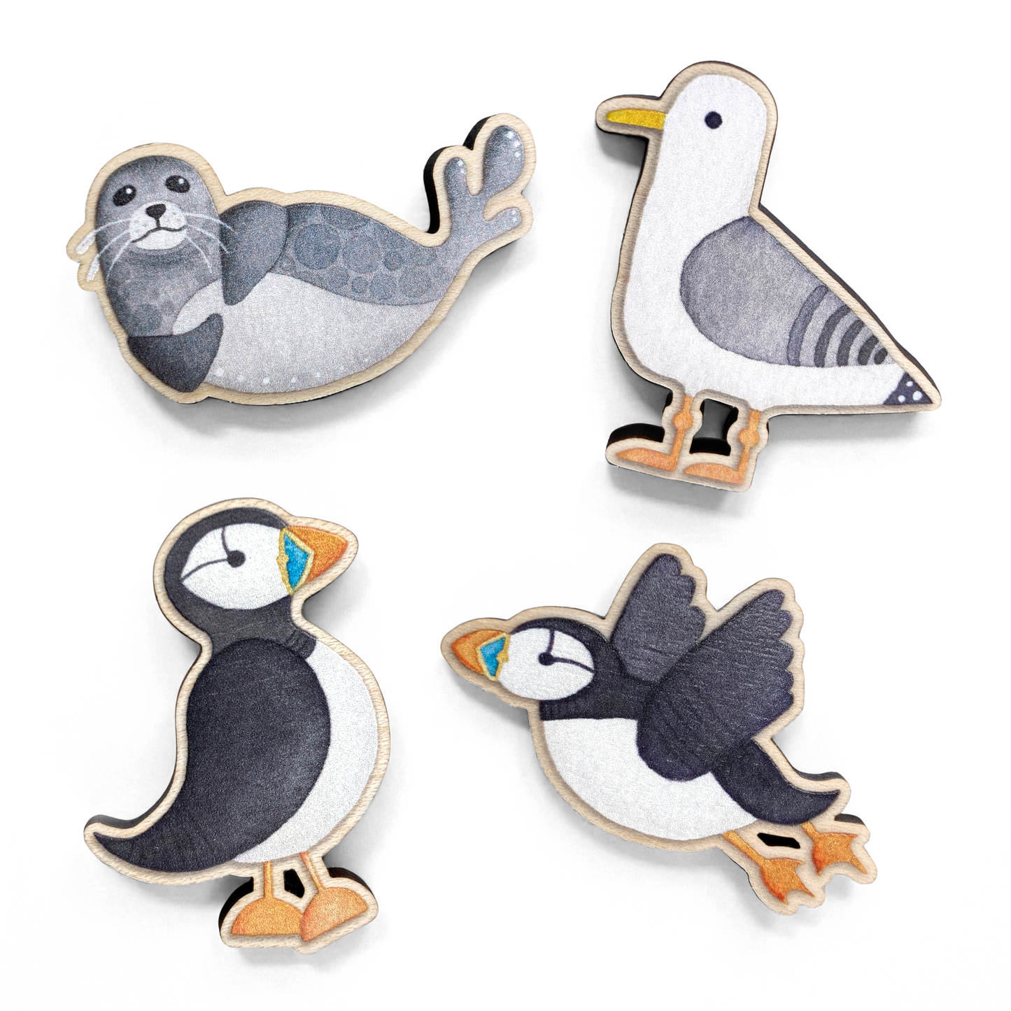 Seaside Fridge Magnet Set x4 - Wooden - Save £4