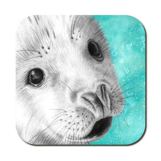 Coaster - Baby Seal Pencil Art Drawing - Wildlife Portraits - East Neuk Beach Crafts