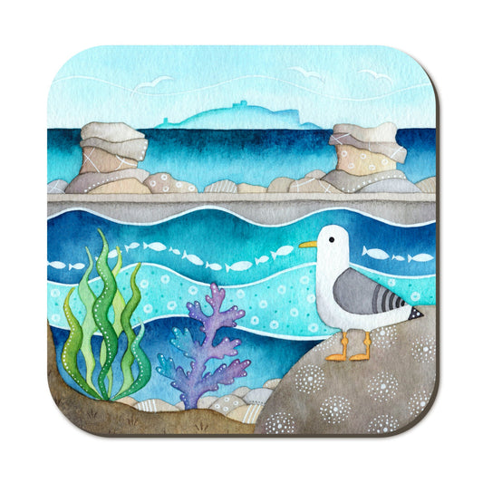 Coaster - Seagull at Cellardyke - Seaside Watercolours, East Neuk of Fife - East Neuk Beach Crafts