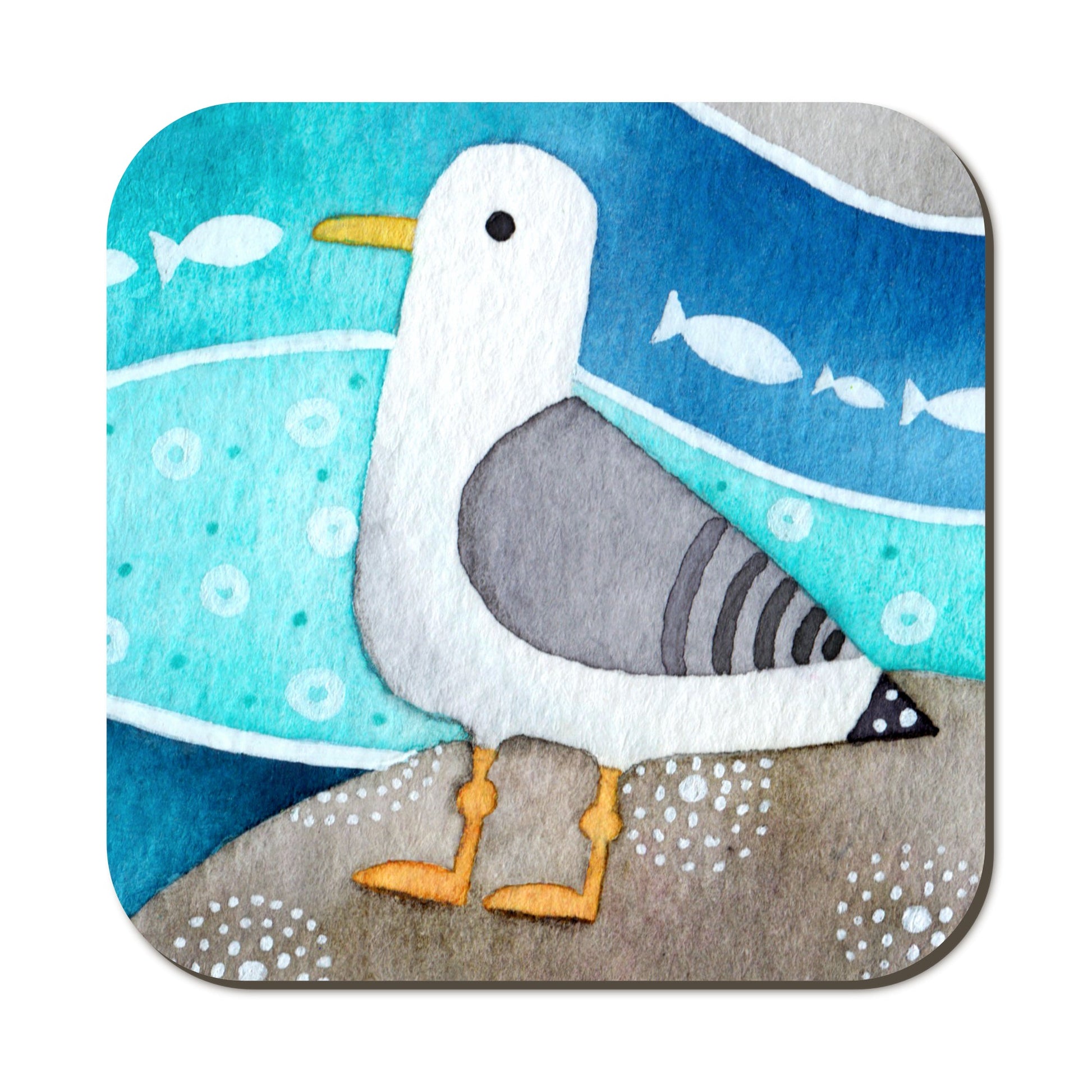 Coaster Set x 4 - Cute Seaside Animals - Puffin, Seagull, Crab, Oystercatcher - East Neuk Beach Crafts