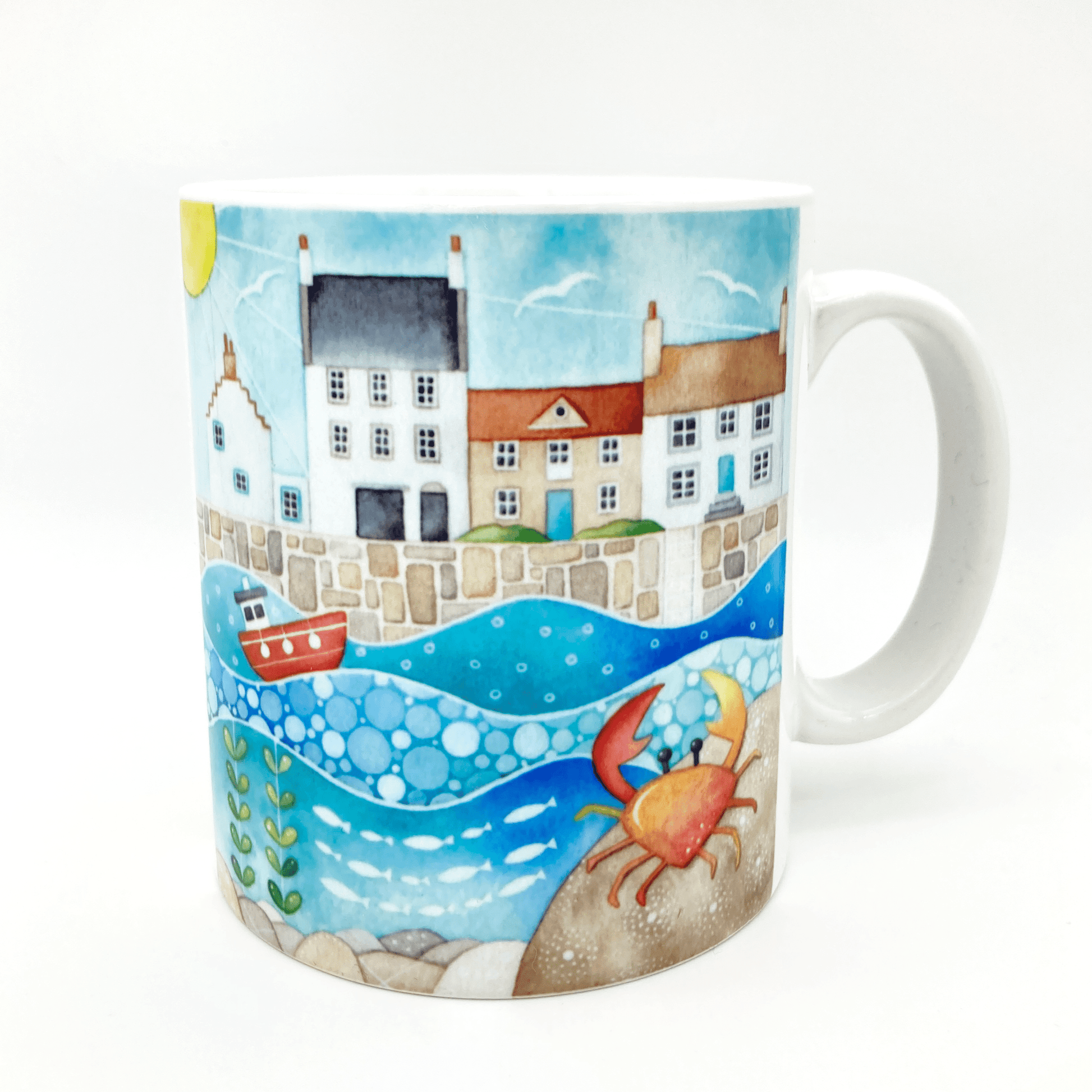 Crail Mug - Crail Harbour & Crab - Seaside Watercolours, East Neuk of Fife - East Neuk Beach Crafts