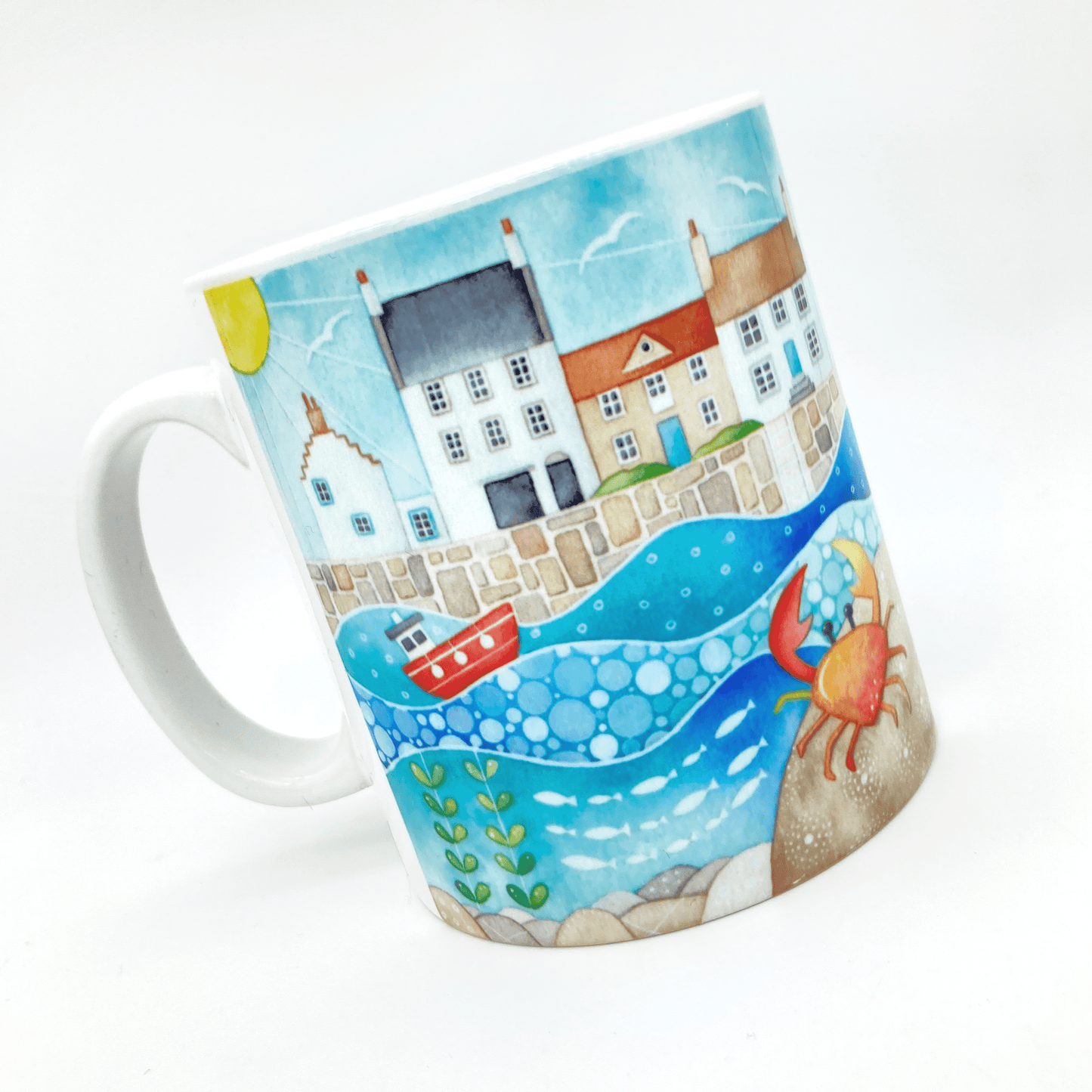 Crail Mug - Crail Harbour & Crab - Seaside Watercolours, East Neuk of Fife - East Neuk Beach Crafts