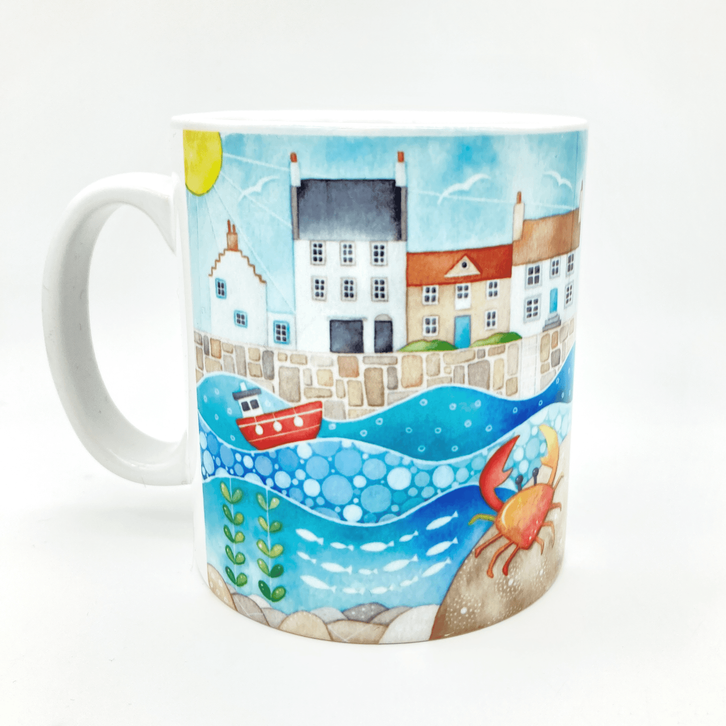 Crail Mug - Crail Harbour & Crab - Seaside Watercolours, East Neuk of Fife - East Neuk Beach Crafts