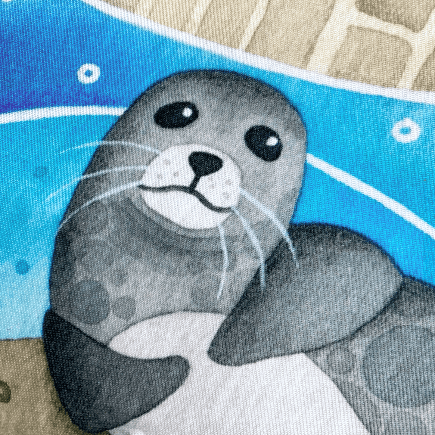 Cushion Cover - Sammy Seal at Pittenweem Harbour - Seaside Watercolours - East Neuk Beach Crafts