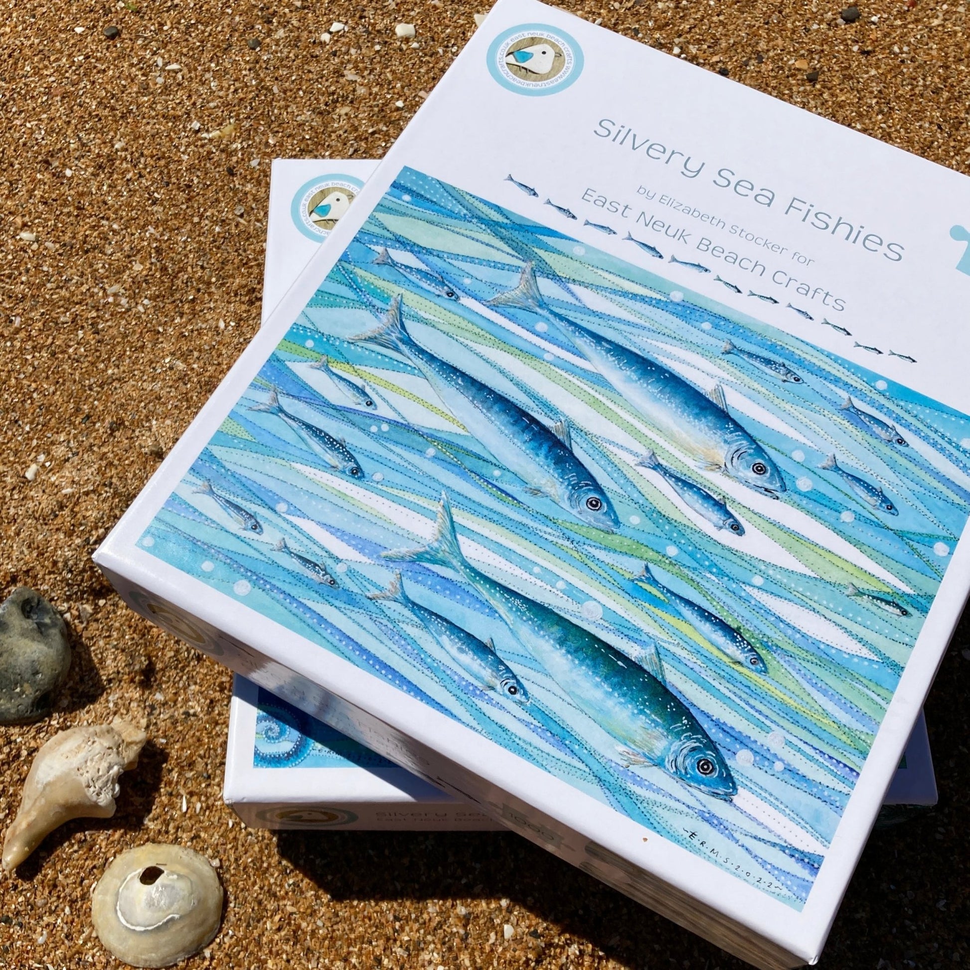 Fish - Seaside Jigsaw Puzzle 1000 pieces - Silvery Seas - Coastal Art by Elizabeth Stocker - East Neuk Beach Crafts