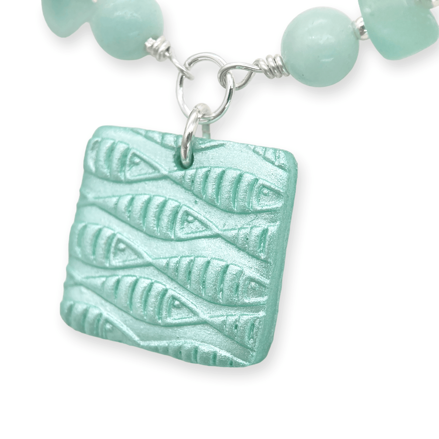 Fish Shoal Sea Glass Necklace - Seaglass, Amazonite Sterling Silver Jewellery - East Neuk Beach Crafts