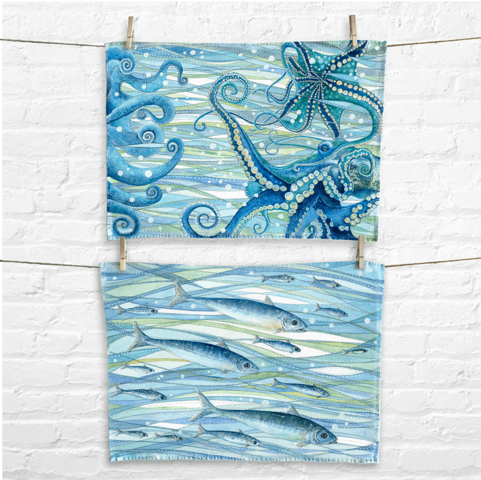 Fish Tea Towel - Nautical and Coastal Kitchen Seaside Decor - East Neuk Beach Crafts