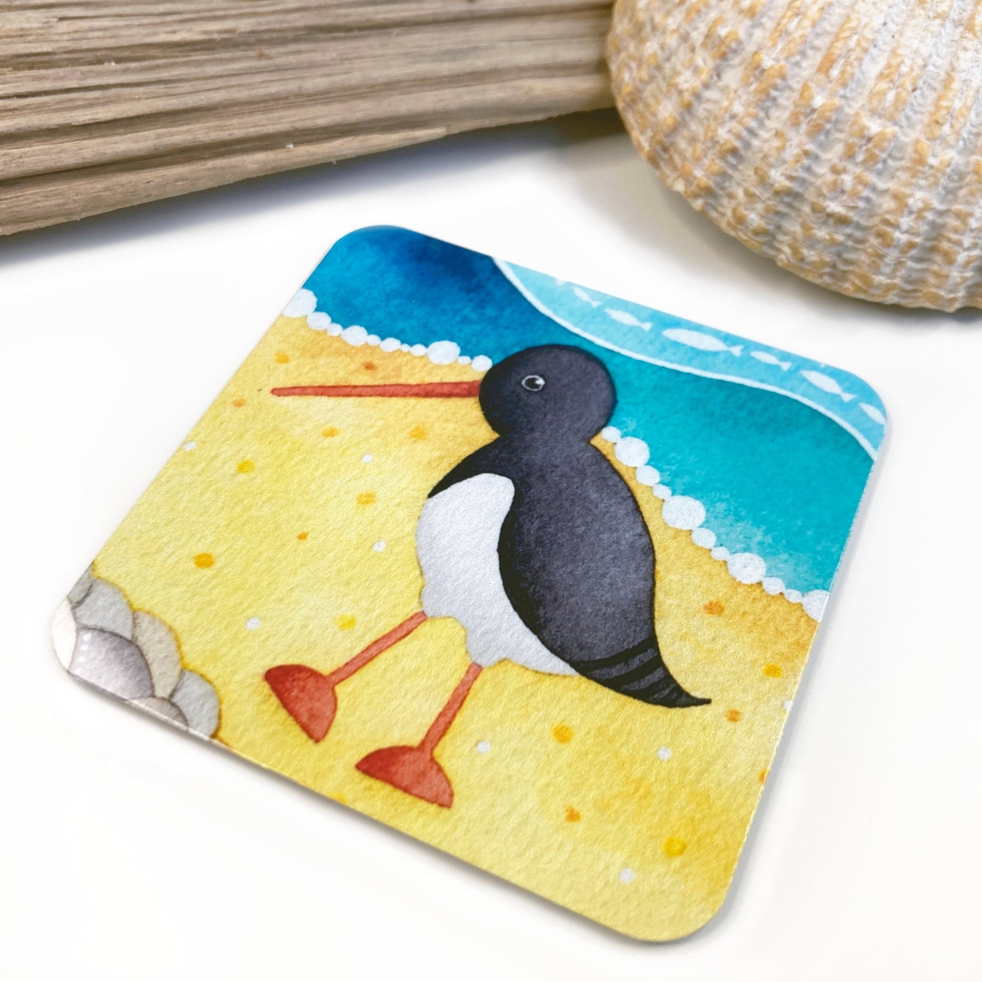 Fridge Magnets x 4 - Seaside Art - Puffin, Seagull, Oystercatcher and Crab - Save £1 - East Neuk Beach Crafts