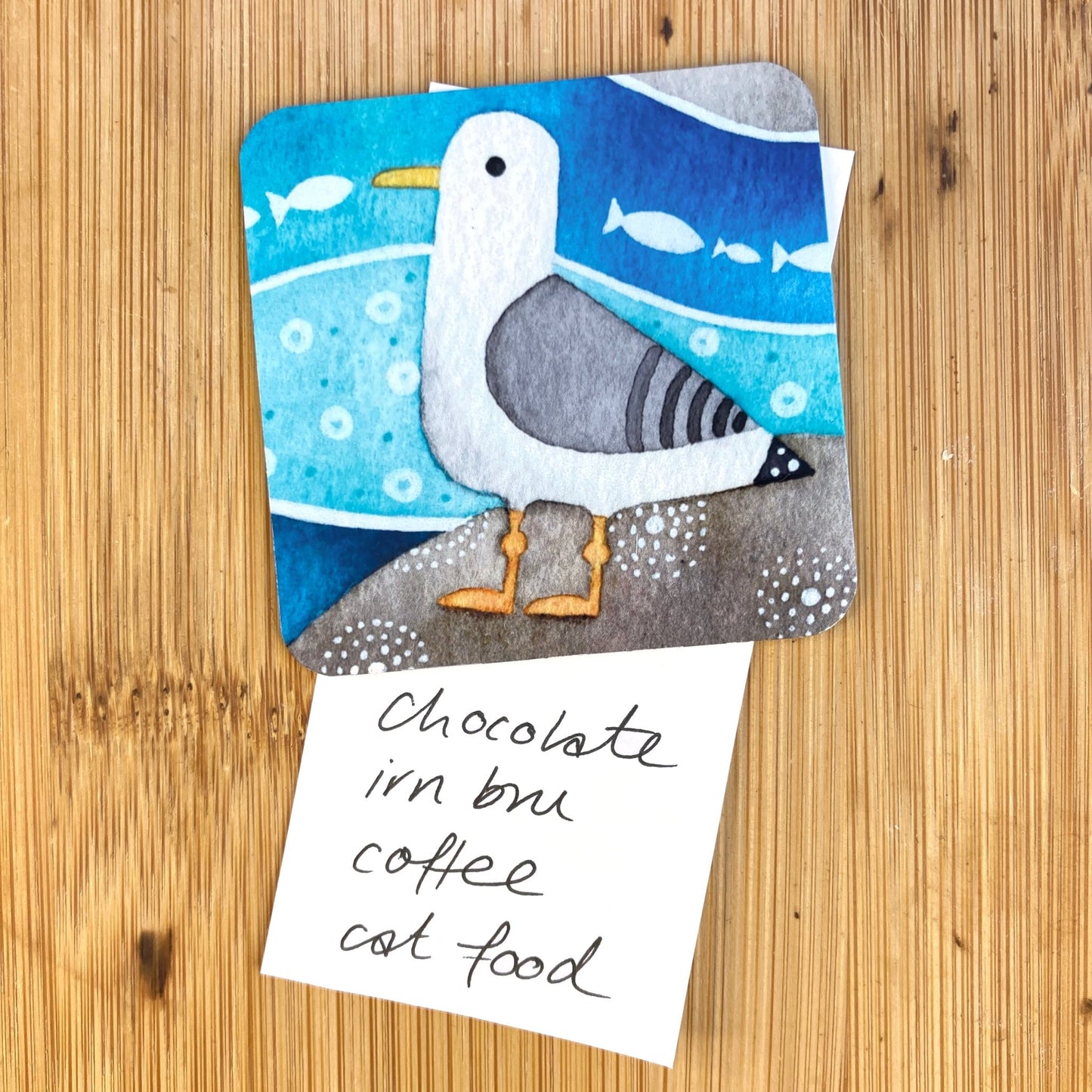 Fridge Magnets x 4 - Seaside Art - Puffin, Seagull, Oystercatcher and Crab - Save £1 - East Neuk Beach Crafts