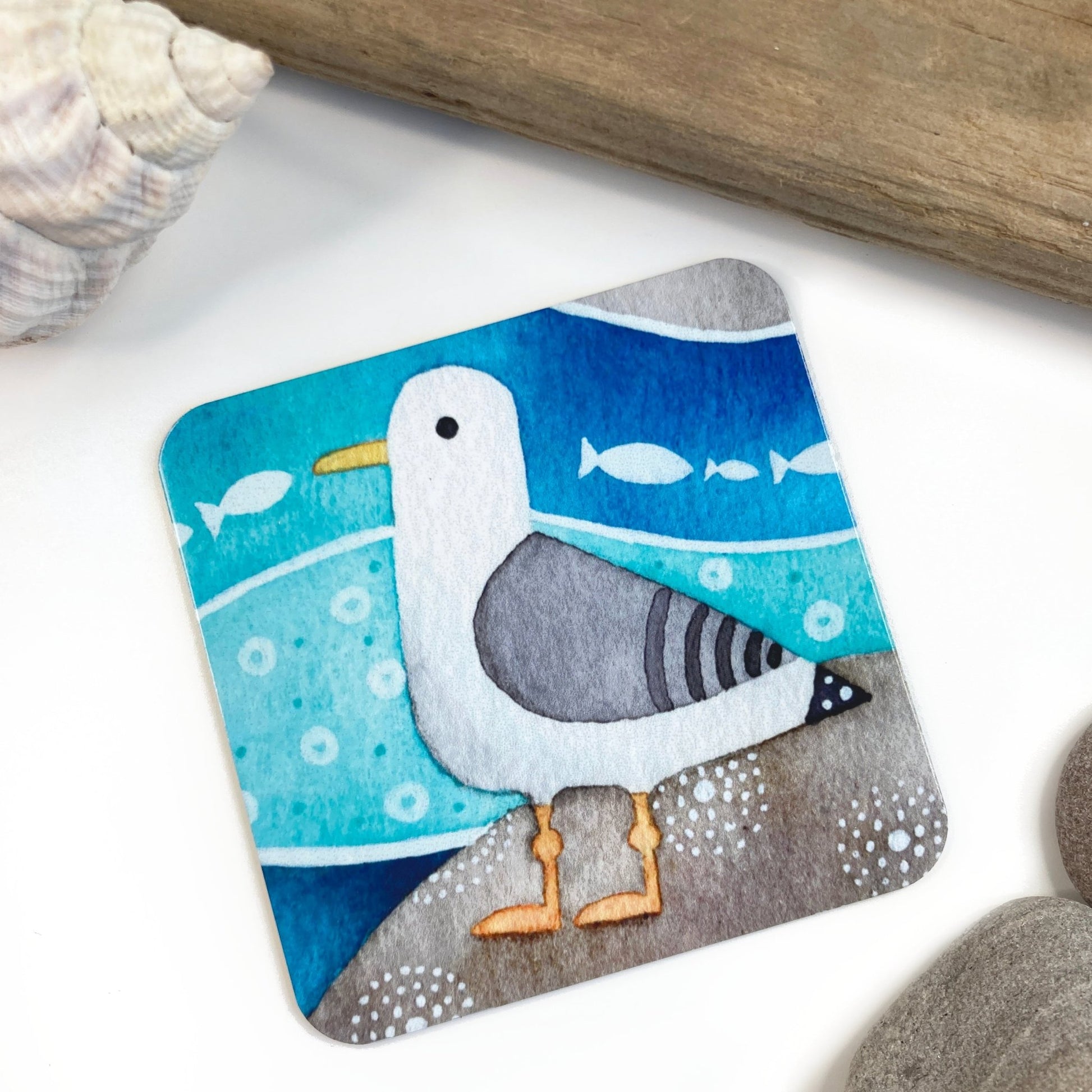 Fridge Magnets x 4 - Seaside Art - Puffin, Seagull, Oystercatcher and Crab - Save £1 - East Neuk Beach Crafts