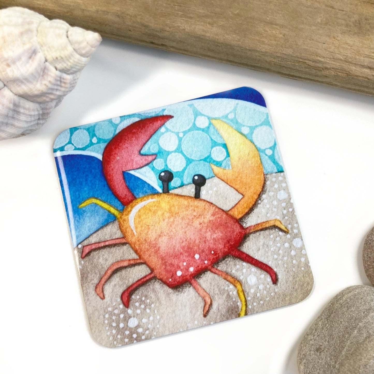 Fridge Magnets x 4 - Seaside Art - Puffin, Seagull, Oystercatcher and Crab - Save £1 - East Neuk Beach Crafts