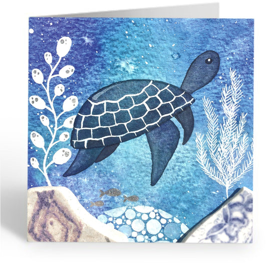 Greetings Card - Dreamy Turtle - Underwater Watercolour Pebble Art - East Neuk Beach Crafts