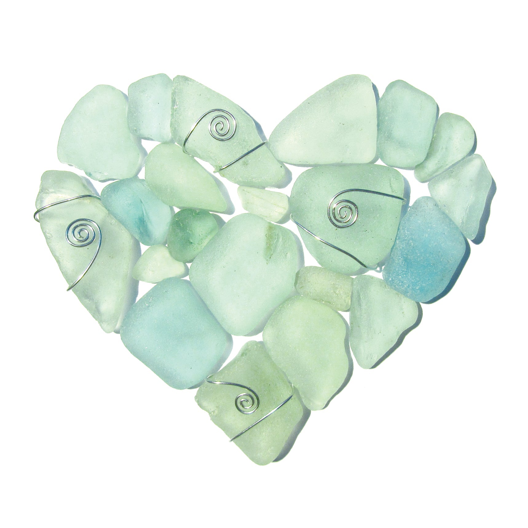 Greetings Card - Green Sea Glass Love Heart Mosaic - East Neuk Beach Crafts
