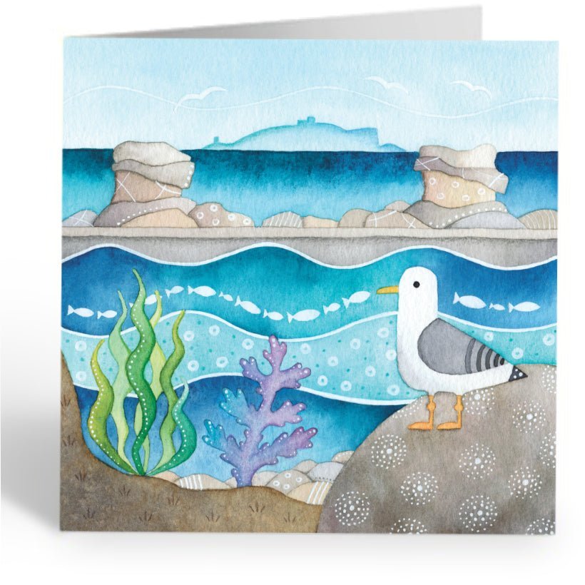 Greetings Card - Seagull at Cellardyke - East Neuk of Fife Seaside Paintings - East Neuk Beach Crafts