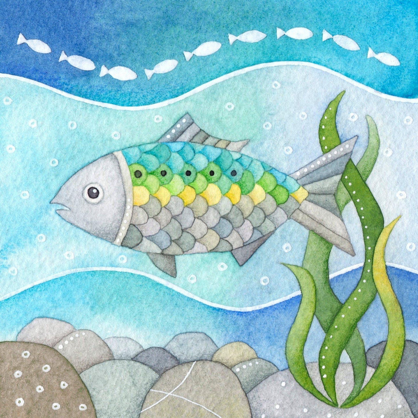 Greetings Card - Underwater Fish - Twait Shad - Seaside Paintings - East Neuk Beach Crafts