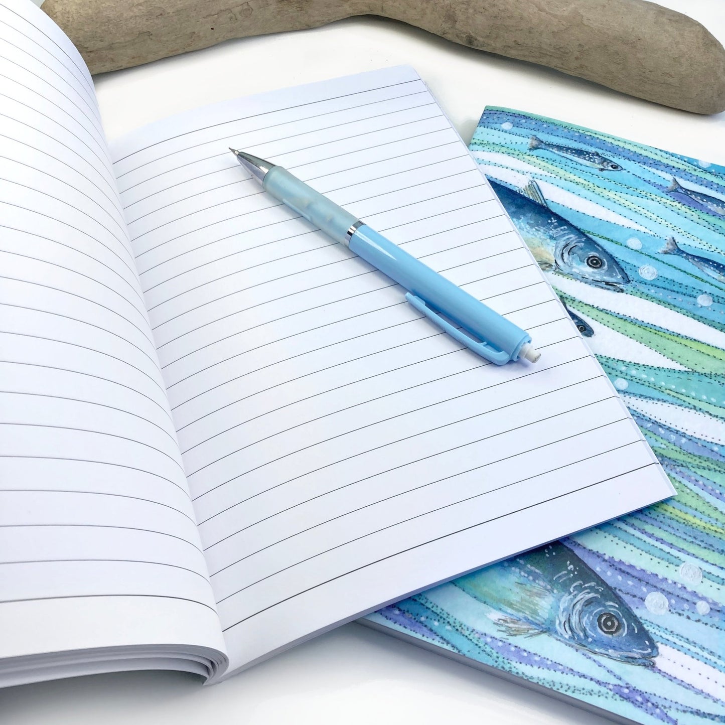 Large Fish Notebook - A5 Notepad with Lined Paper - Seaside Stationery - East Neuk Beach Crafts