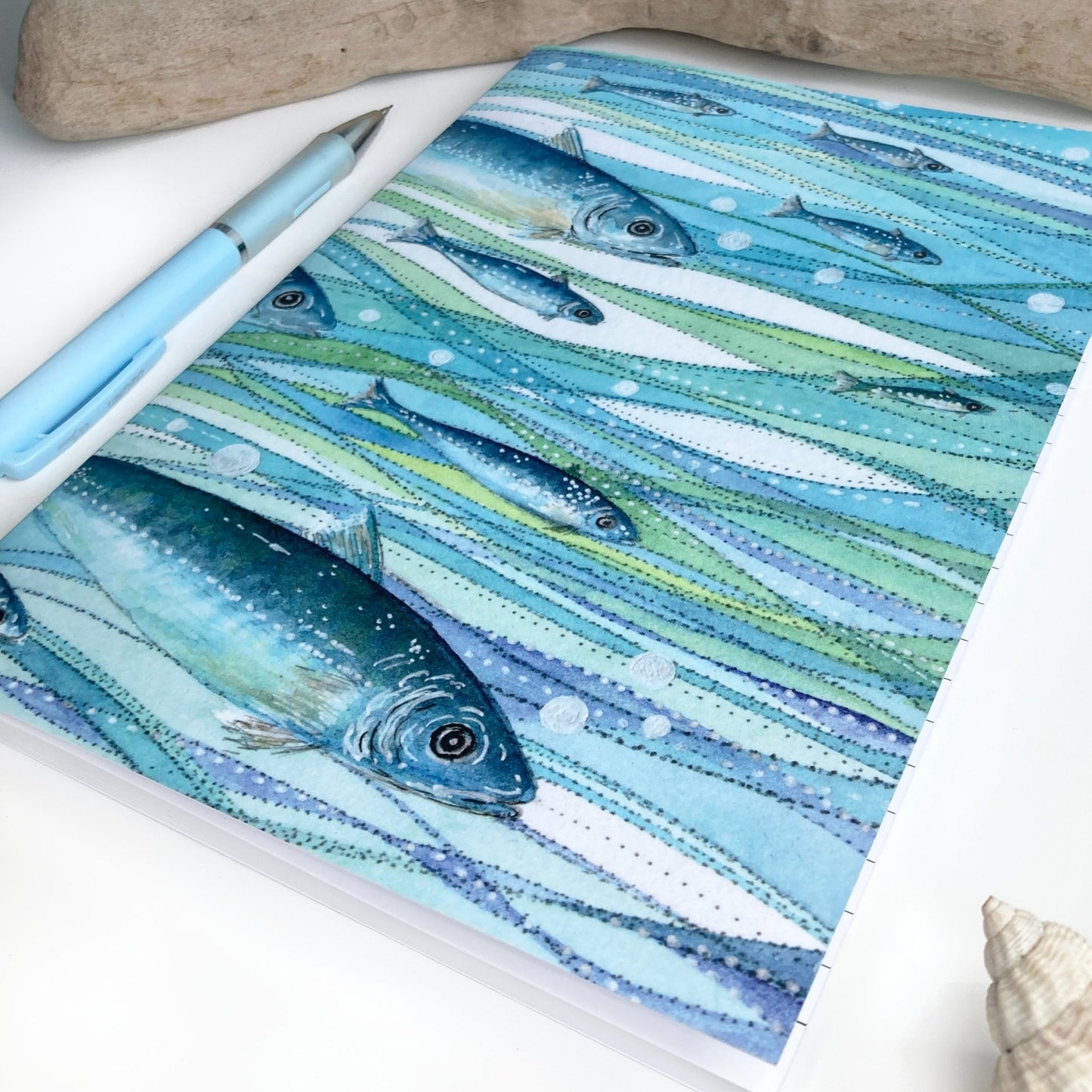 Large Fish Notebook - A5 Notepad with Lined Paper - Seaside Stationery - East Neuk Beach Crafts