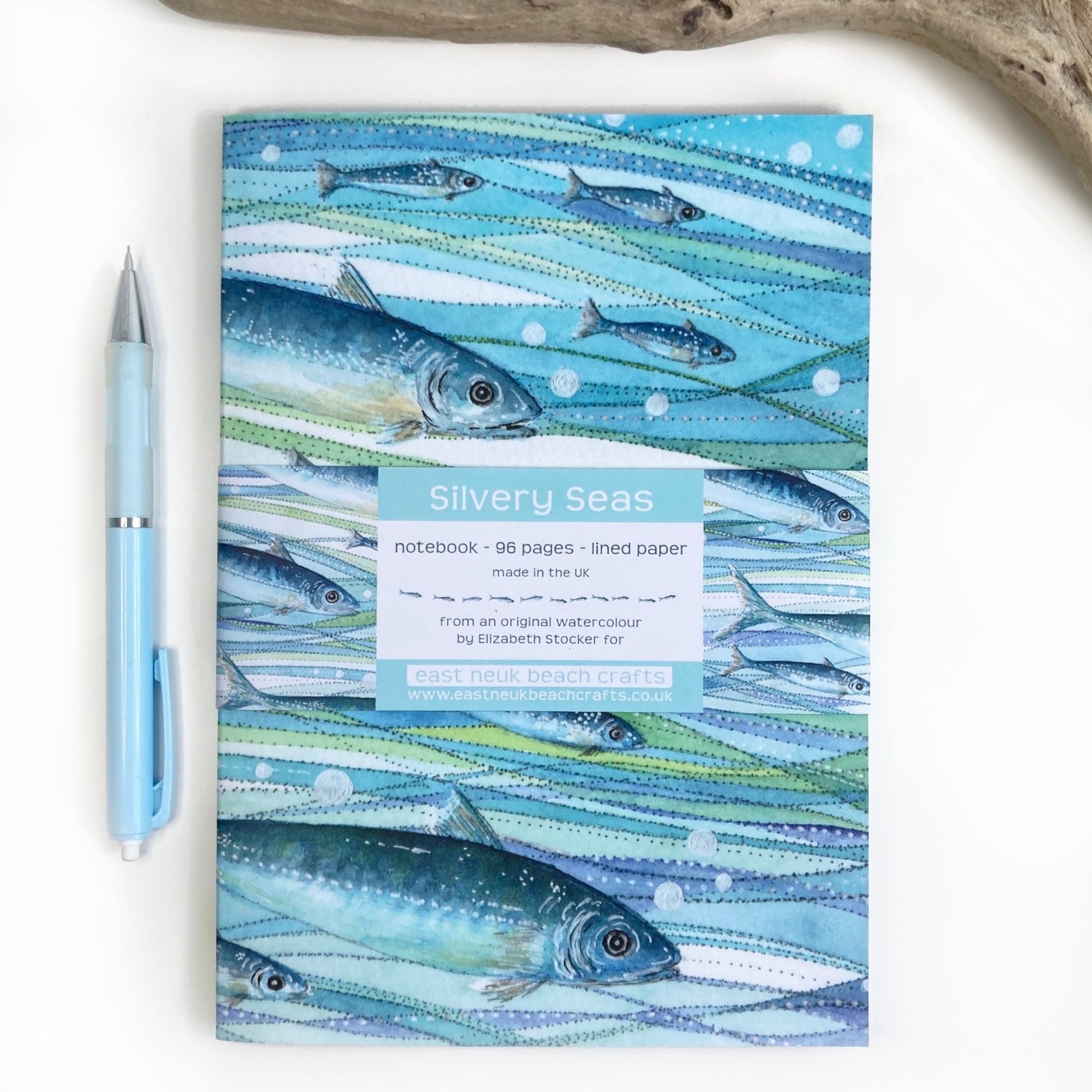 Large Fish Notebook - A5 Notepad with Lined Paper - Seaside Stationery - East Neuk Beach Crafts