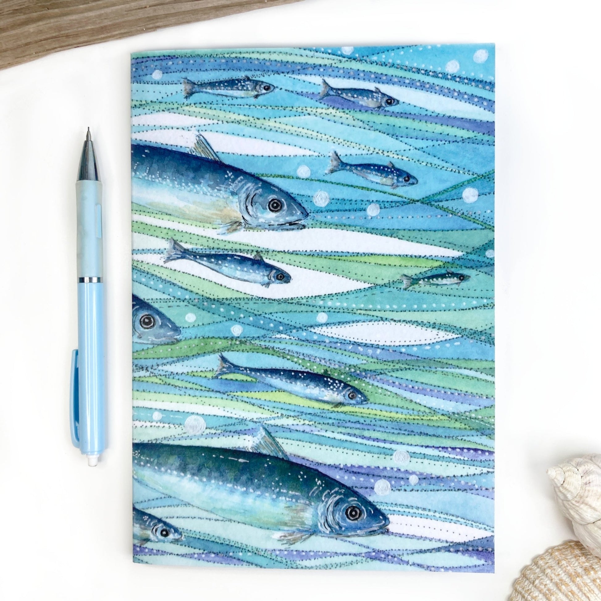 Large Notebook Set x2 - Octopus and Fish Bundle - A5 Pocket Notepads with Lined Paper - East Neuk Beach Crafts