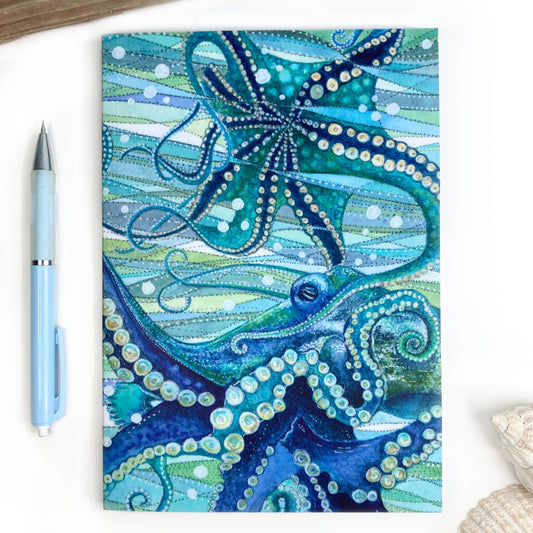 Large Octopus Notebook - A5 Notepad with Lined Paper - Seaside Stationery - East Neuk Beach Crafts