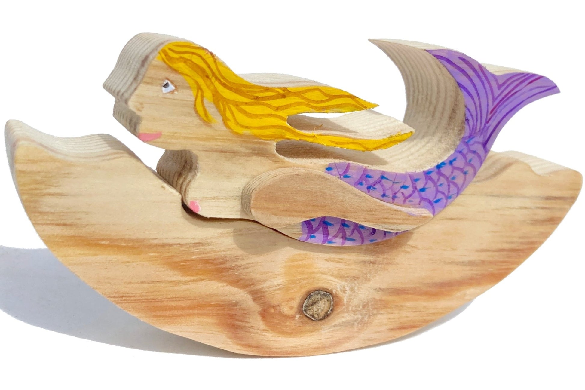 Mermaid Wooden Ornament - Interlocking Rocking Sculpture - East Neuk Beach Crafts