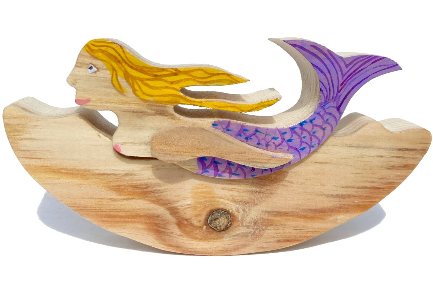 Mermaid Wooden Ornament - Interlocking Rocking Sculpture - East Neuk Beach Crafts