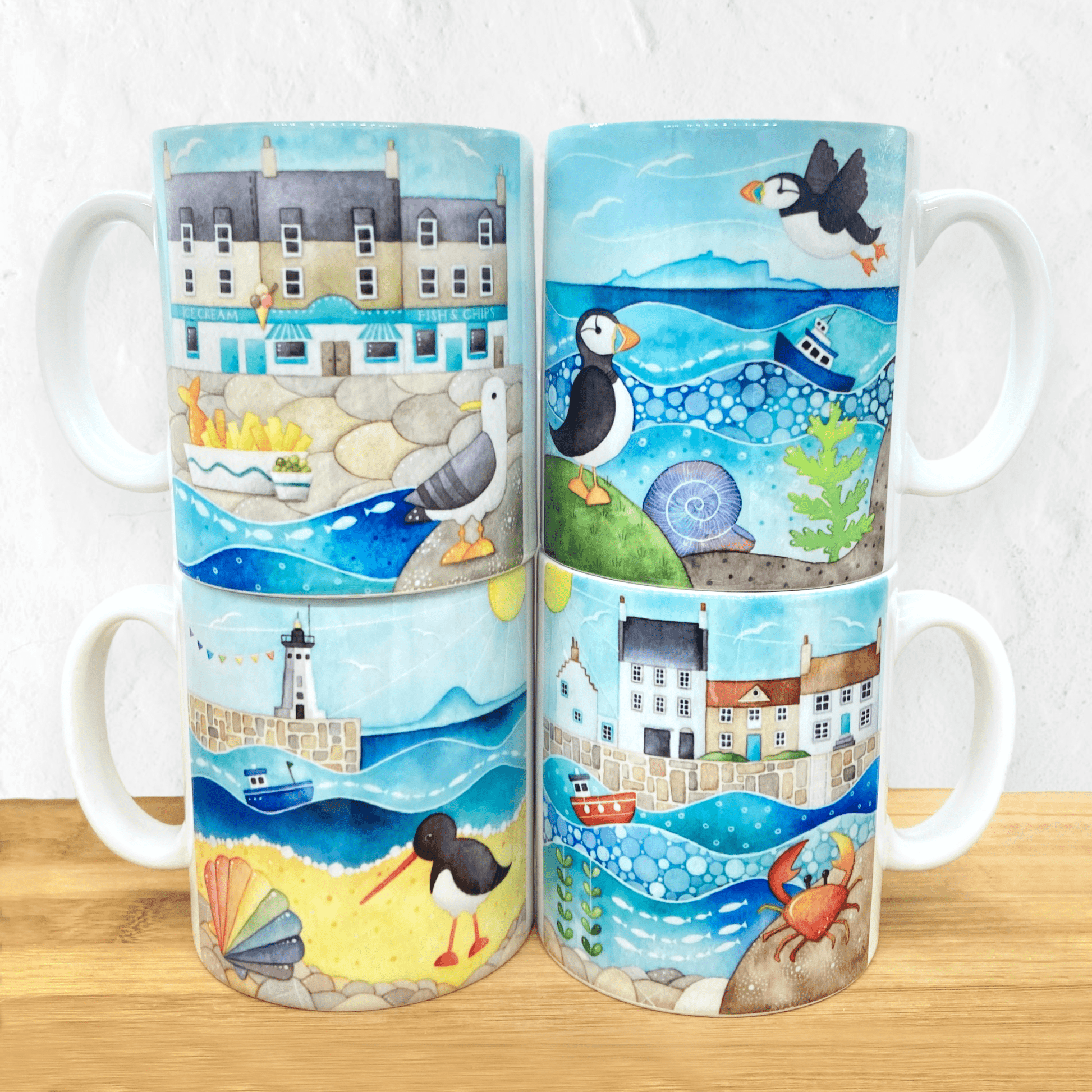 Mug - Crail Harbour & Crab - Seaside Watercolours, East Neuk of Fife - East Neuk Beach Crafts