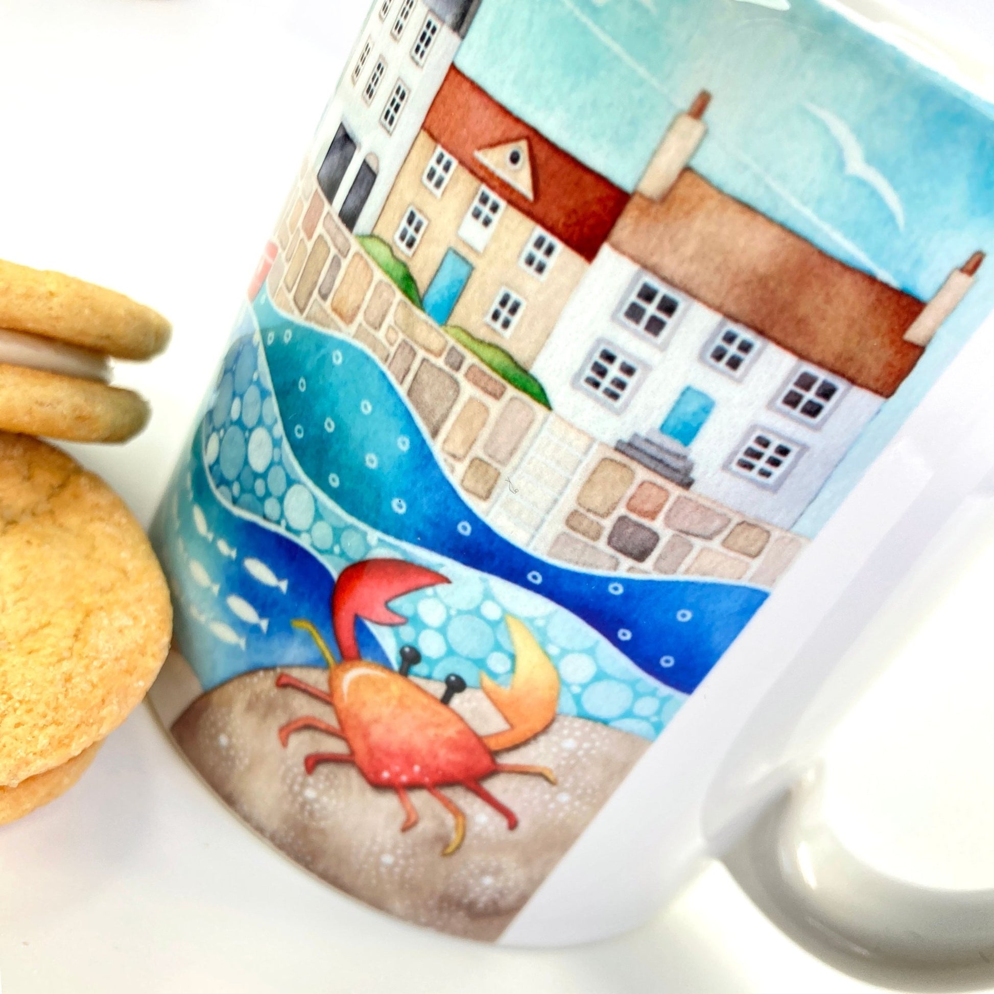 Mug - Crail Harbour & Crab - Seaside Watercolours, East Neuk of Fife - East Neuk Beach Crafts