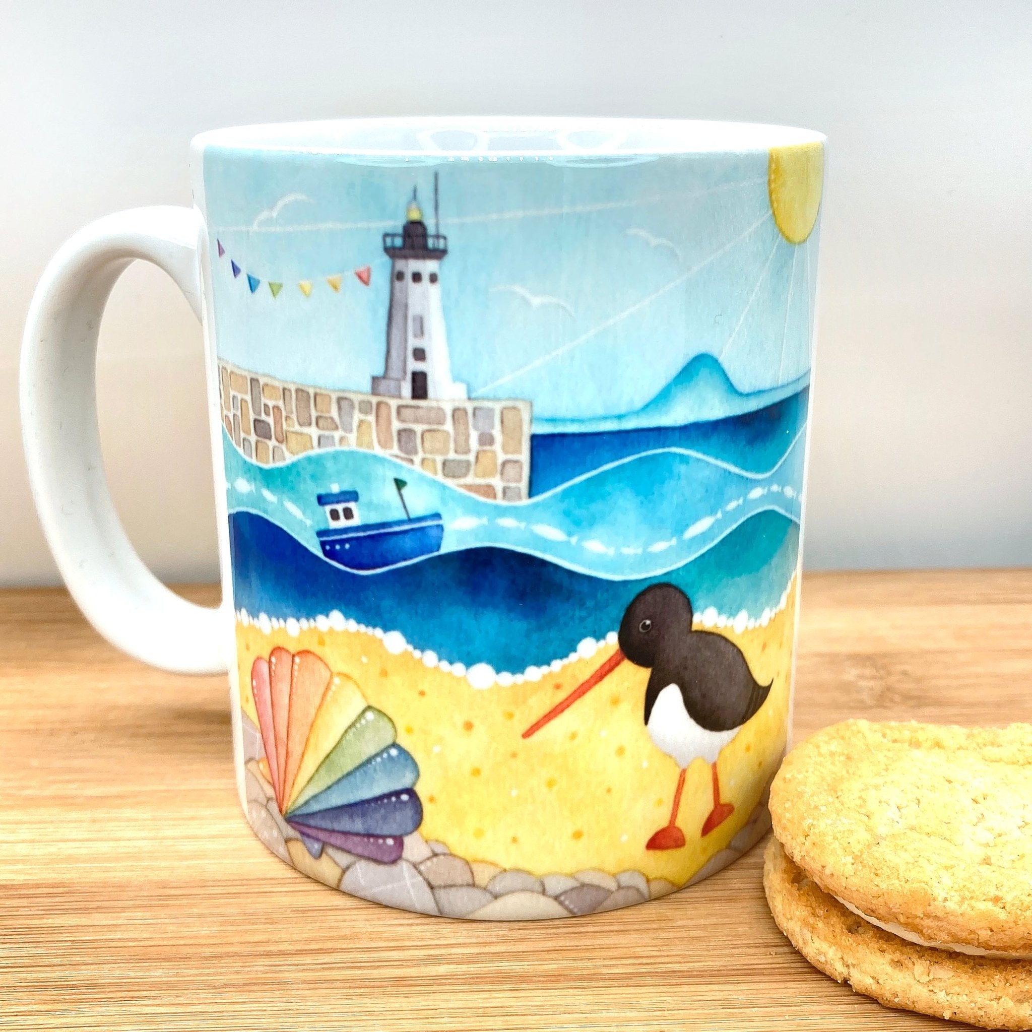 Oystercatcher Mug Anstruther beach Seaside Watercolours, East Neuk