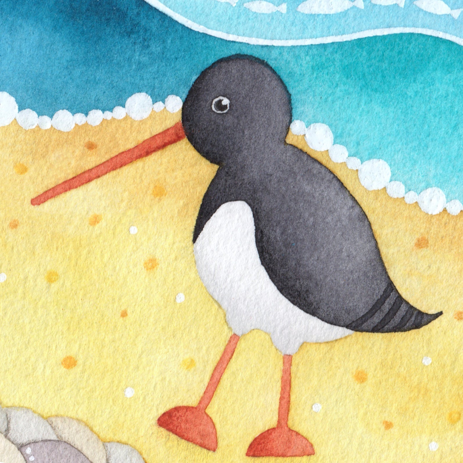 Oystercatcher and Lighthouse Print - Anstruther Seaside Watercolour Painting - Limited Edition Art - East Neuk Beach Crafts