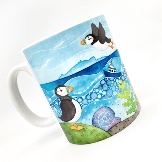 Puffin Mug - Isle of May - Seaside Watercolours, East Neuk of Fife - East Neuk Beach Crafts