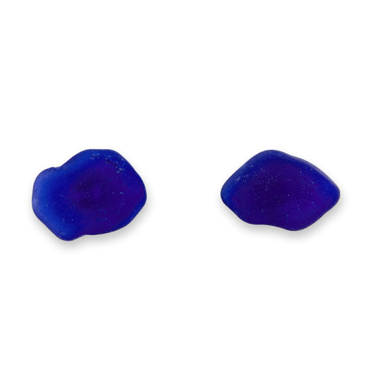 Sea Glass Stud Earrings - Sterling Silver Jewellery - Cobalt Blue Scottish Beach Glass - East Neuk Beach Crafts