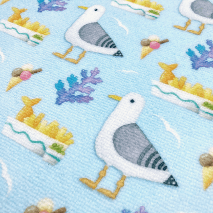 Seagull Tea Towel or Hand Towel - Fluffy Style - Seaside Kitchen Towel - East Neuk Beach Crafts