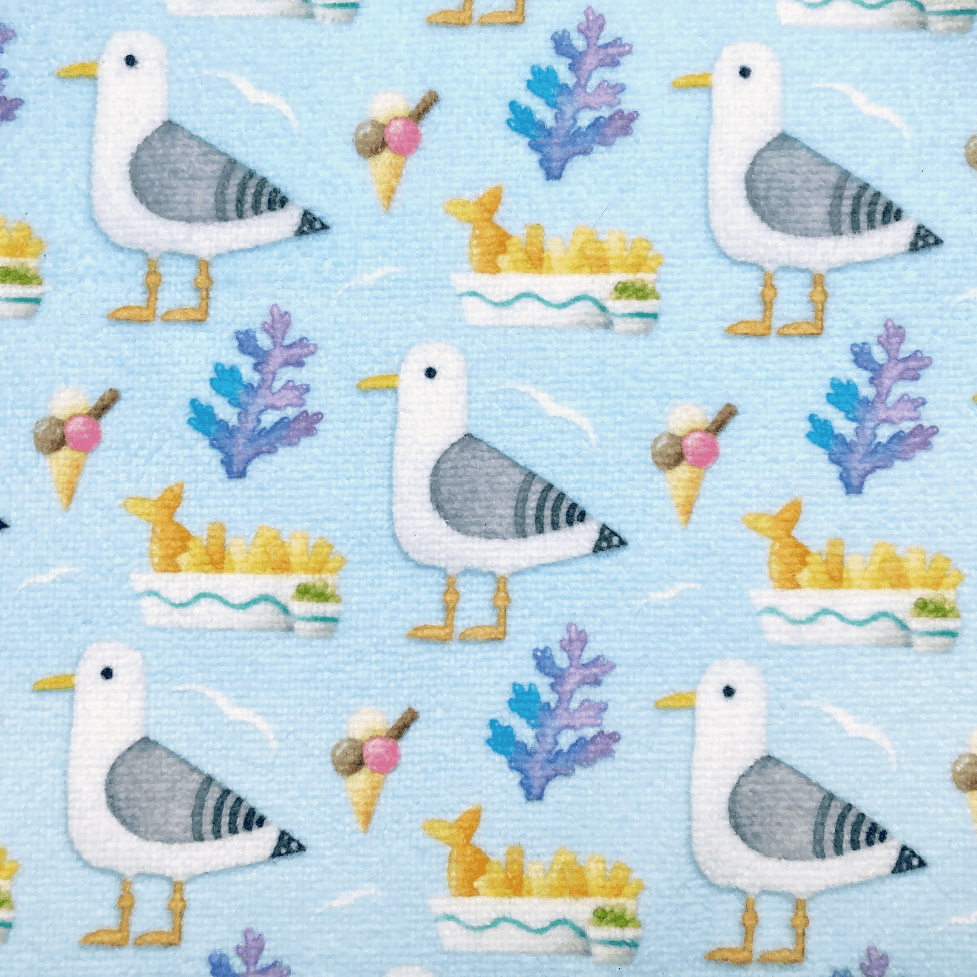 Seagull Tea Towel or Hand Towel - Fluffy Style - Seaside Kitchen Towel - East Neuk Beach Crafts