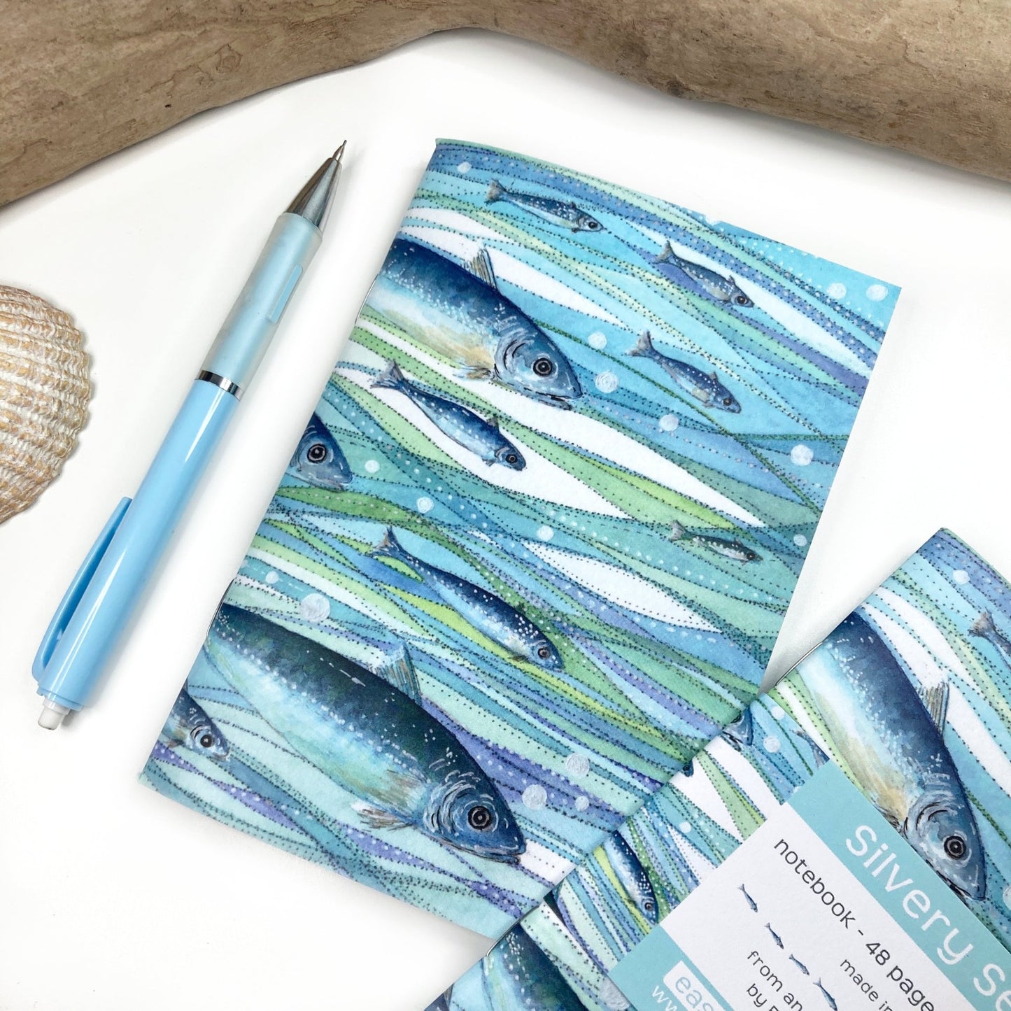 Small Fish Notebook - A6 Pocket Notepad with Lined Paper - Seaside Stationery - East Neuk Beach Crafts
