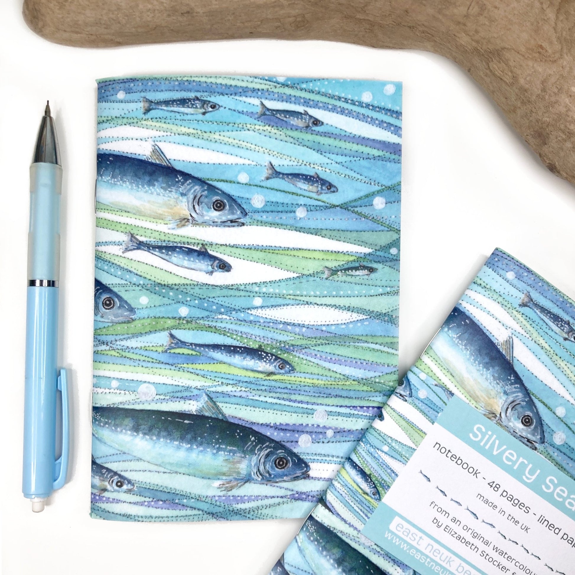 Small Fish Notebook - A6 Pocket Notepad with Lined Paper - Seaside Stationery - East Neuk Beach Crafts