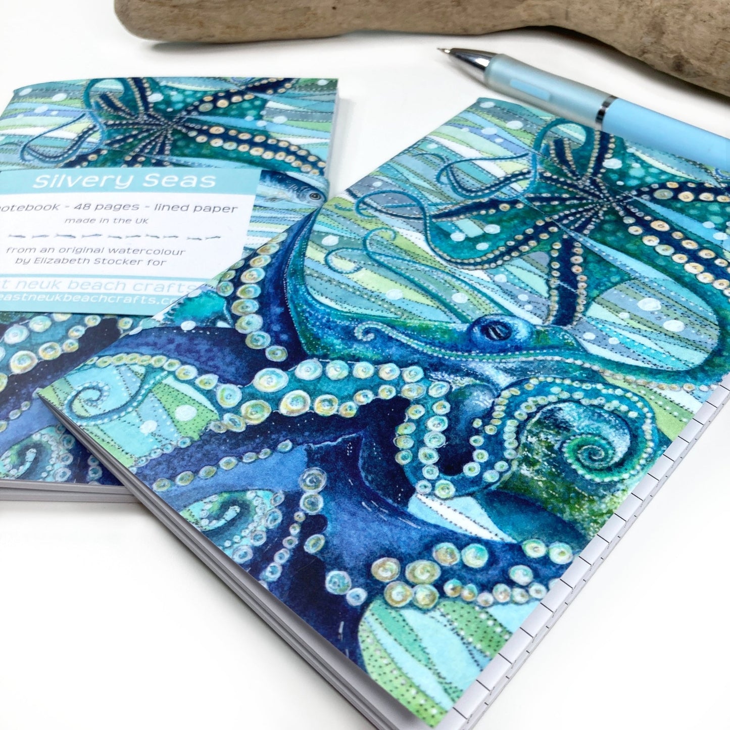 Small Octopus Notebook - A6 Pocket Notepad with Lined Paper - Seaside Stationery - East Neuk Beach Crafts