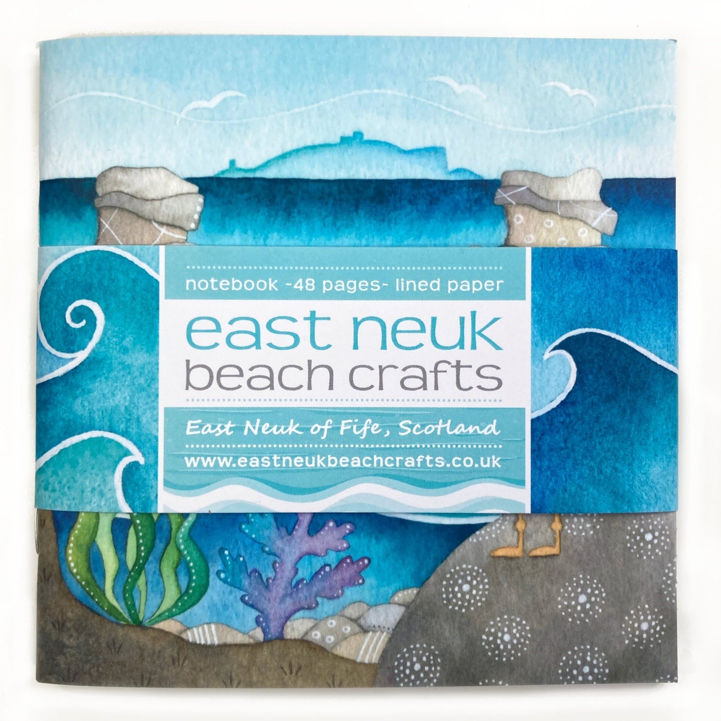 Square Lined Notebook - Seagull at Cellardyke - Seaside Art Journal - East Neuk Beach Crafts