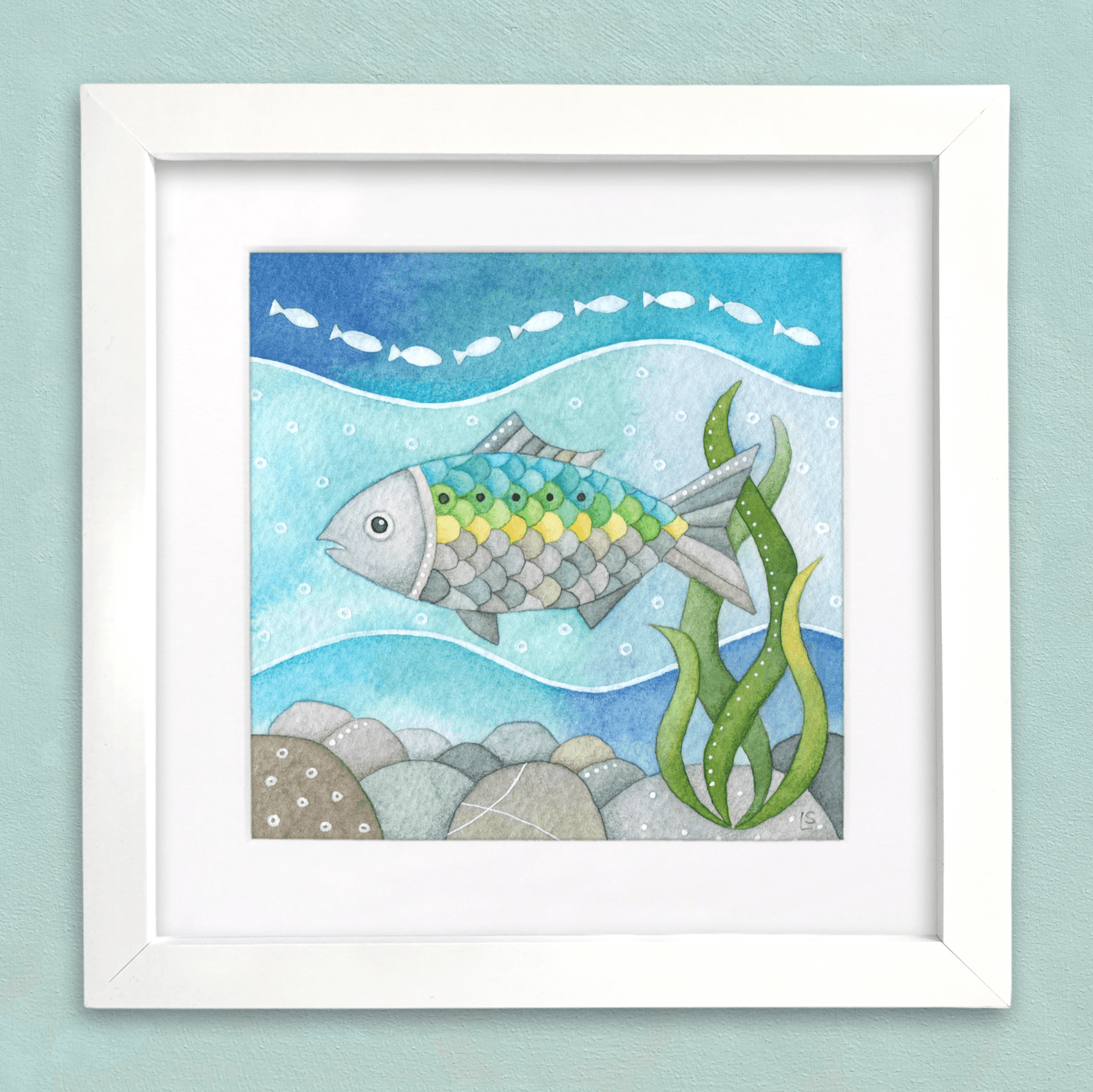 Underwater Fish Print - Seaside Watercolour Painting - Twait Shad Signed Art - East Neuk Beach Crafts