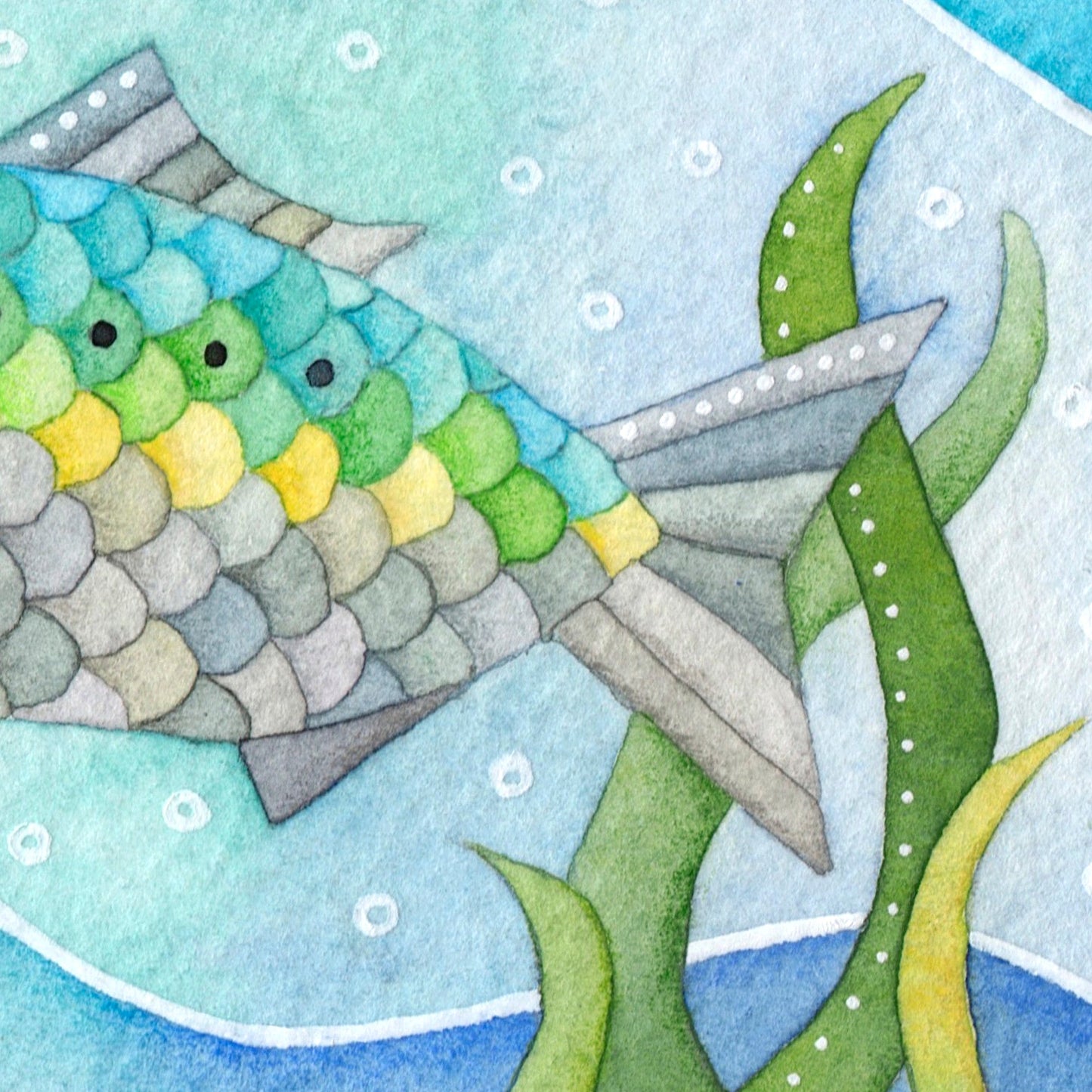 Underwater Fish Print - Seaside Watercolour Painting - Twait Shad Signed Art - East Neuk Beach Crafts