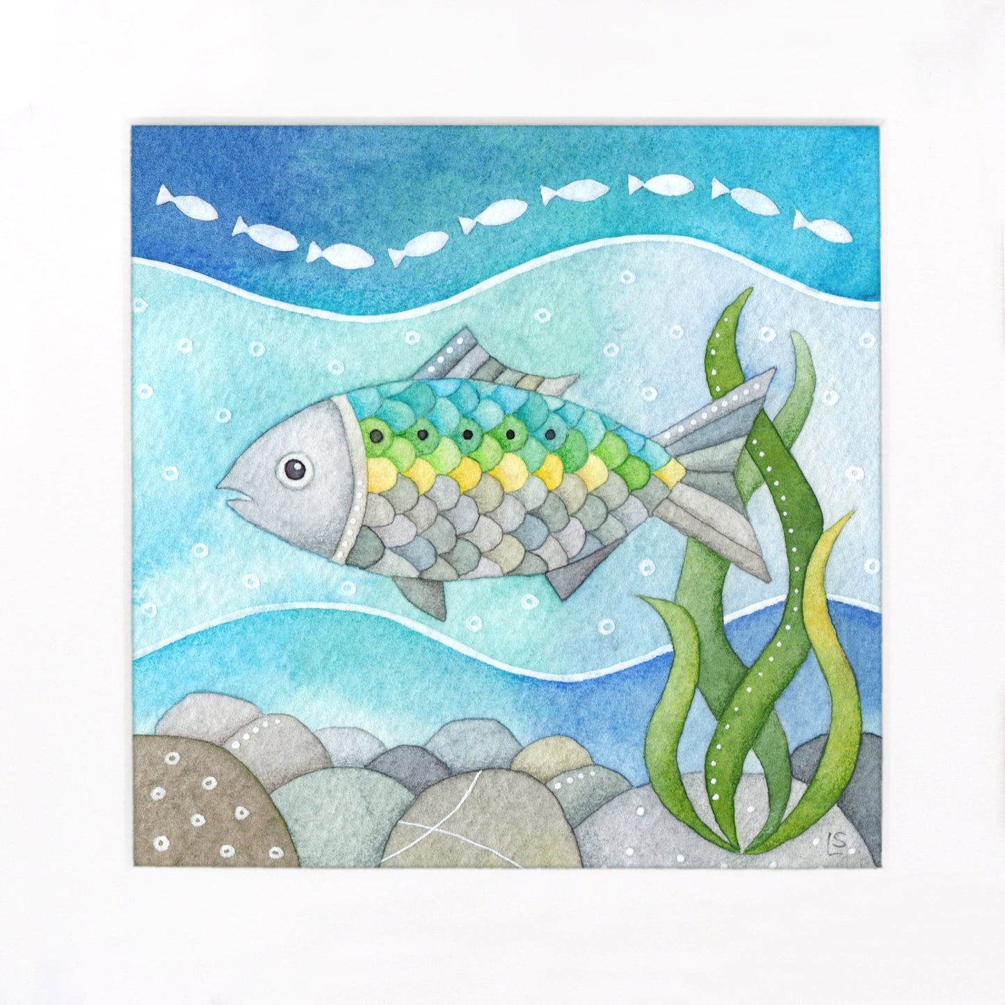 Underwater Fish Print - Seaside Watercolour Painting - Twait Shad Signed Art - East Neuk Beach Crafts