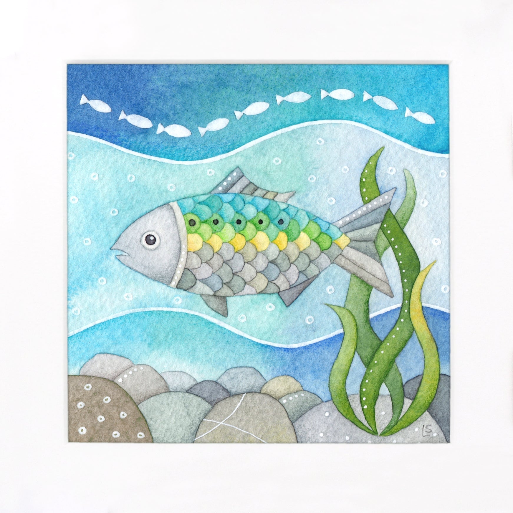 Underwater Fish Print - Seaside Watercolour Painting - Twait Shad Signed Art - East Neuk Beach Crafts