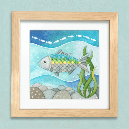 Underwater Fish Print - Seaside Watercolour Painting - Twait Shad Signed Art - East Neuk Beach Crafts